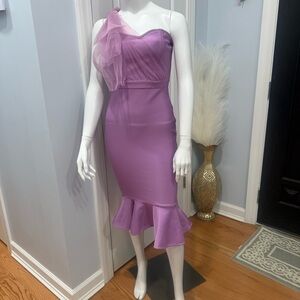Cute bandage purple dress with bow